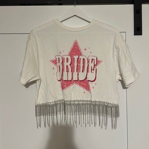 Bride rhinestone crop top